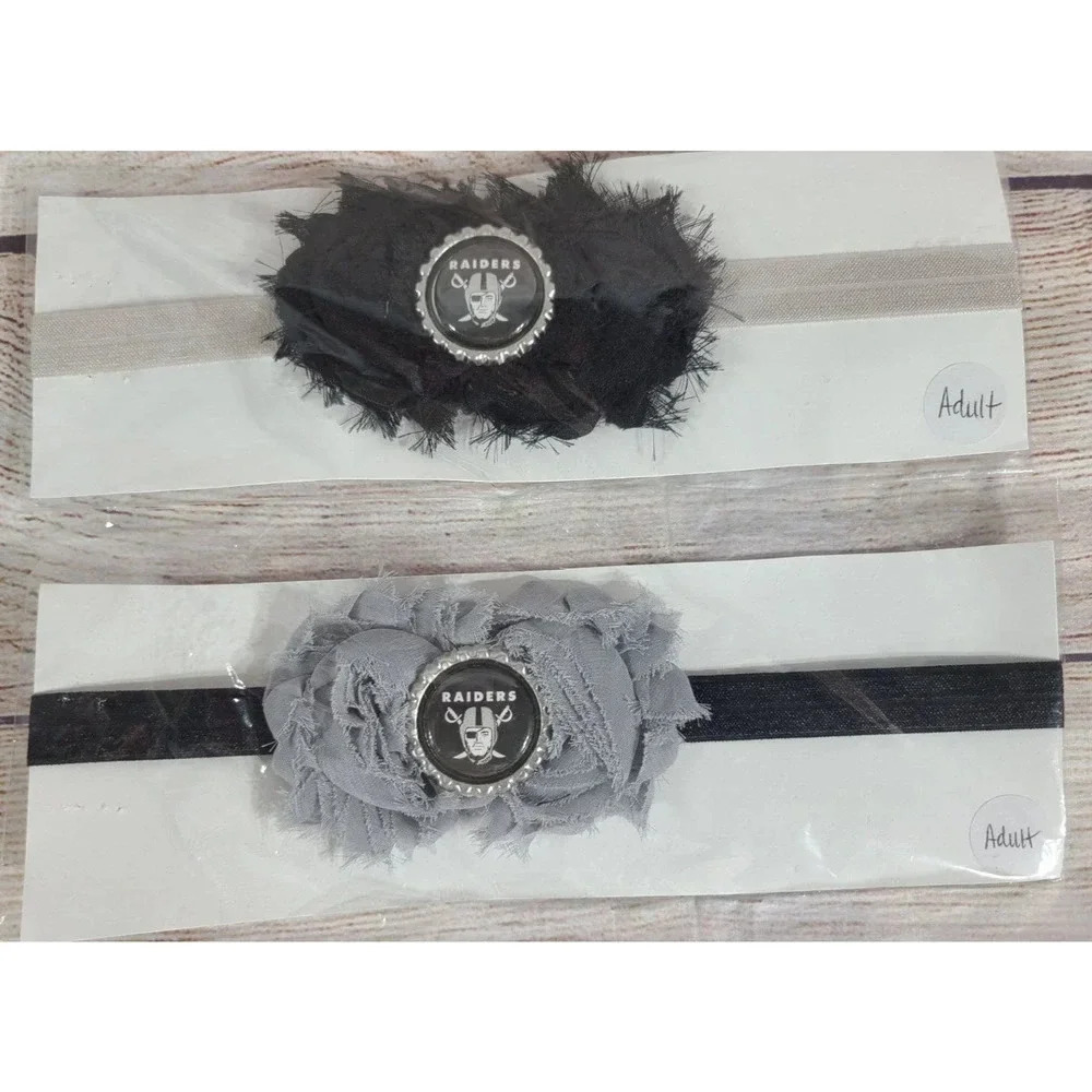 Las Vegas Raiders Headbands Unbranded Handmade Adult Size Black Gray Football